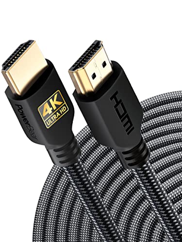 PowerBear 4K HDMI Cable 25 ft | Long Hdmi Cable, Braided Nylon & Gold Connectors, 4K @ 60Hz, Ultra HD, 2K, 1080P, ARC & CL3 Rated | for Laptop, Monitor, PS5, PS4, Xbox One, Fire TV, & More