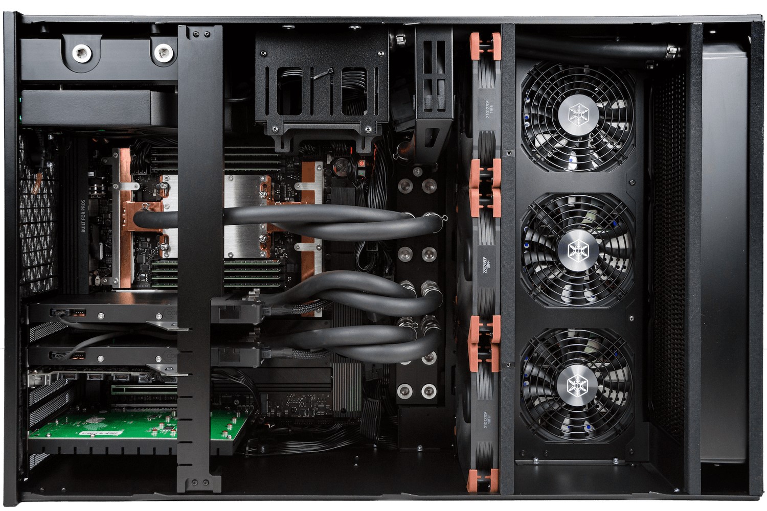 Photo of the Interior of a Comino Dual GPU Workstation