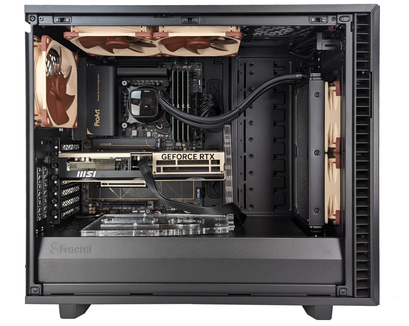 Interior of Mob Entertainment Workstation Built by Puget Systems in Define 7 Chassis