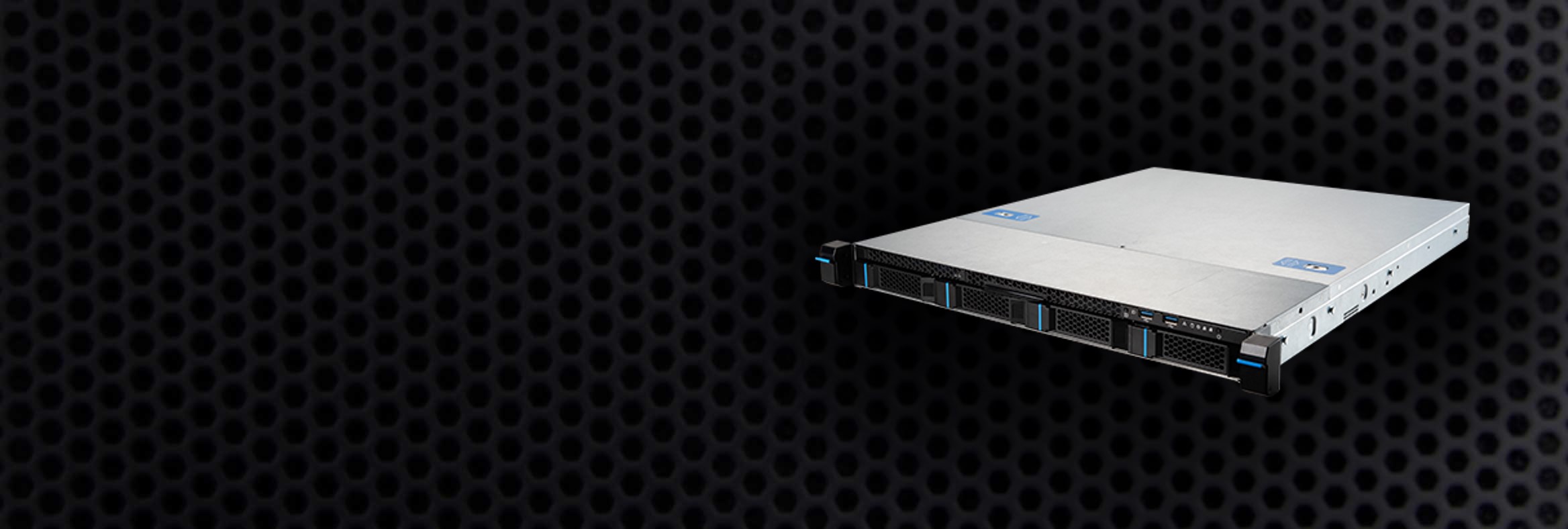 Banner Showing Puget Server E100-1U Based on a MSI 1U AMD EPYC 4005 Barebones Server Overlaid on a Black Textured Background