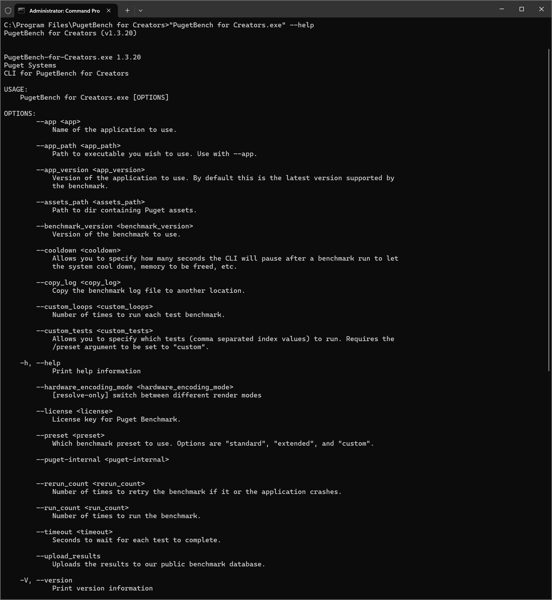 PugetBench CLI Interface