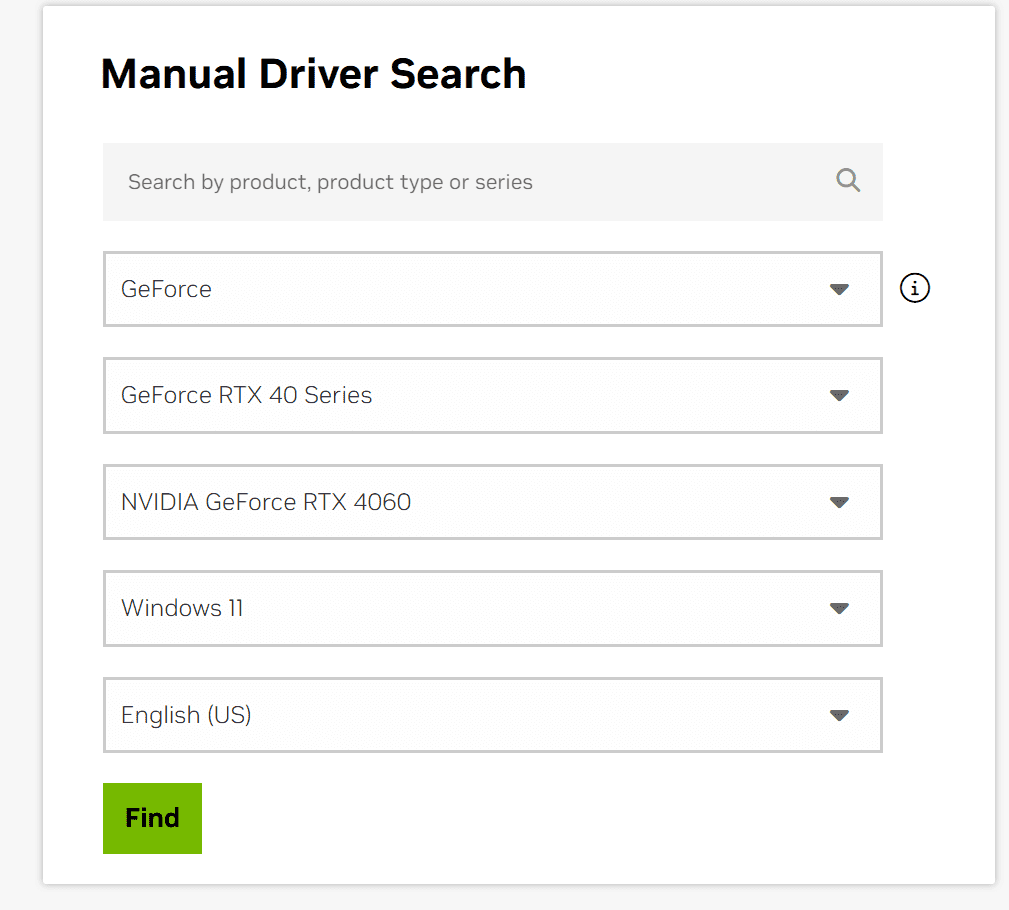 Manual driver search box