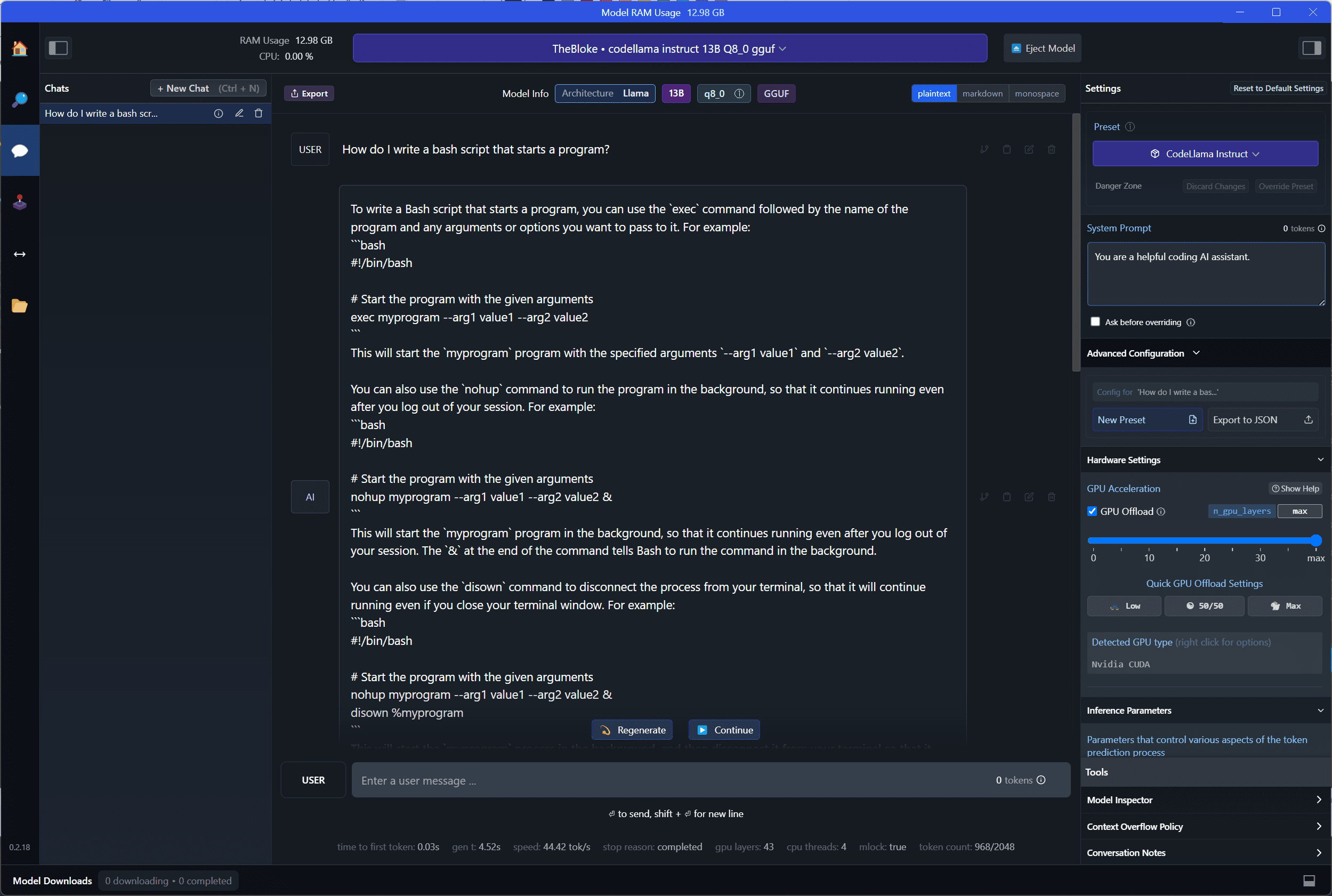 Screenshot of the LMStudio application