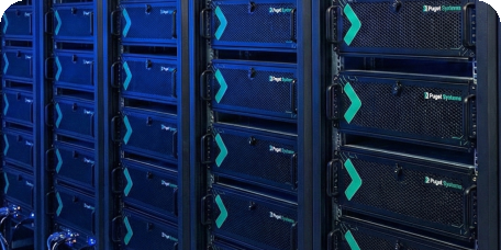 AI Rendering of Servers Scaled Out Across Racks in a Datacenter