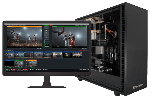 Workstation with Monitor Running vMix Live Production